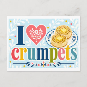 "Ik [Hart] Crumpets" Briefkaart