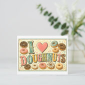 "Ik [Hart] Donuts" Briefkaart (Staand voorkant)