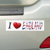 Ik Hart Engeland op Union Jack Vlag afwezig Bumpersticker (Op auto)