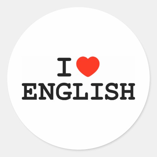 Ik hart Engels Ronde Sticker (Voorkant)