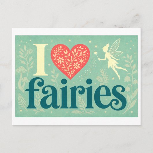"Ik [Hart] Feeën" Briefkaart (Voorkant)
