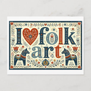 "Ik [Hart] Folk Art" Briefkaart
