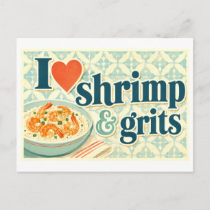 "Ik [Hart] Garnalen & Grits" Briefkaart