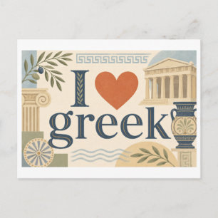 "Ik [Hart] Grieks" Briefkaart
