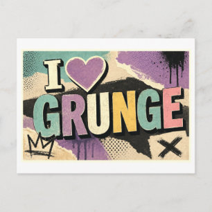 "Ik [Hart] Grunge" Briefkaart