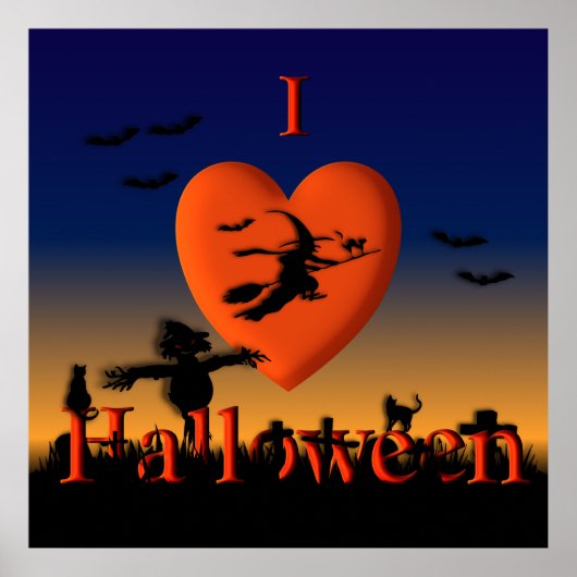 Ik Hart Halloween Artistiek Poster Print (Voorkant)