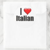 Ik hart Italiaans Ronde Sticker (Tas)