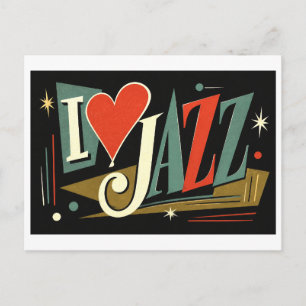 "Ik [Hart] Jazz" Briefkaart