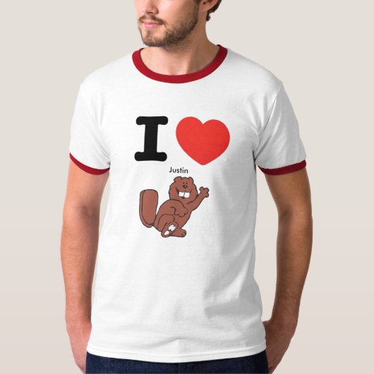 Ik hart Justin Beaver T-shirt (Voorkant)