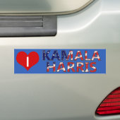 Ik hart Kamala Harris met vlag Bumpersticker (Op auto)