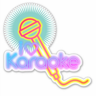 Ik hart karaoke zingen muziek microfoon sticker