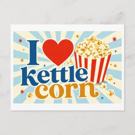 "Ik [Hart] Kettlecorn" Briefkaart (Voorkant)