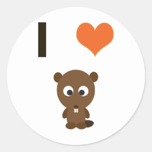 Ik hart (liefde) Beavers Ronde Sticker