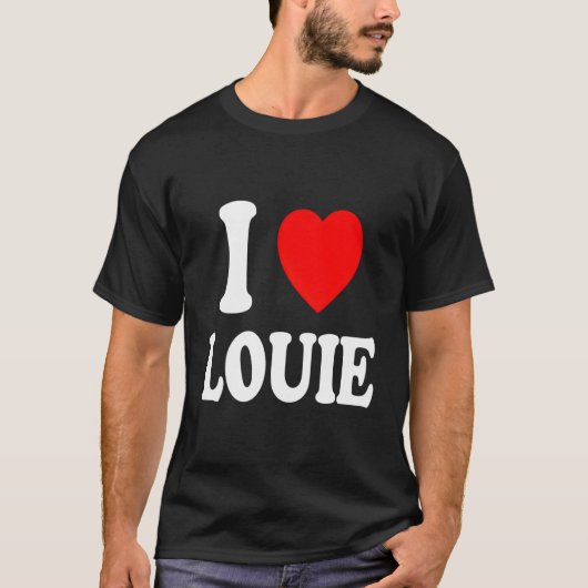 Ik hart (liefde) Louie Schattige matching paar ech T-shirt (Voorkant)