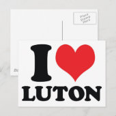 Ik hart / liefde Luton Briefkaart (Voorkant / Achterkant)