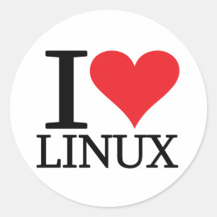 Ik hart Linux Ronde Sticker