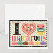 "Ik [Hart] Macarons" Briefkaart (Voorkant / Achterkant)