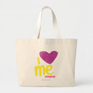 Ik hart me Paars/geel Grote Tote Bag