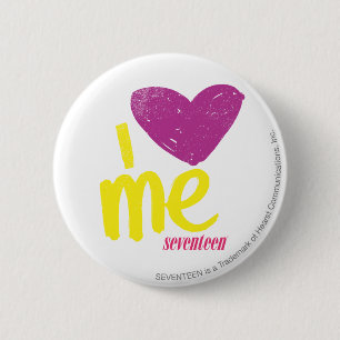 Ik hart me Paars/geel Ronde Button 5,7 Cm