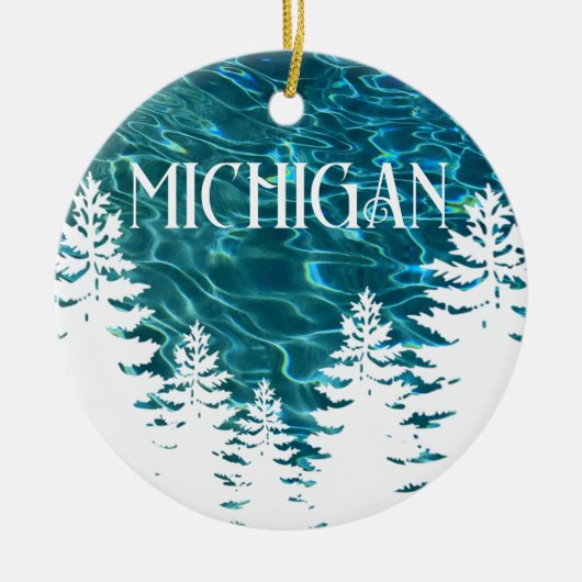 Ik hart Michigan aanpasbare tekst Keramisch Ornament (Voorkant)