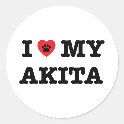 Ik hart mijn Akita Sticker (Voorkant)