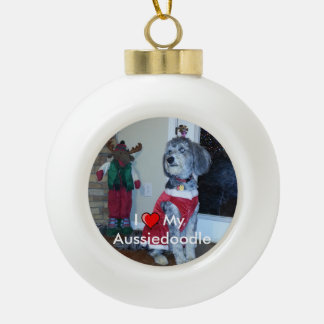 Ik hart mijn Aussiedoedle Keramische foto Ornament