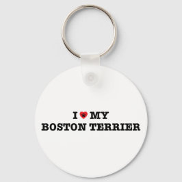 Ik hart mijn Boston Terrier Button Sleutelhanger