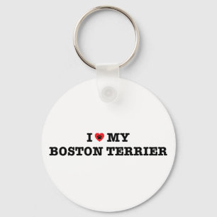 Ik hart mijn Boston Terrier Button Sleutelhanger