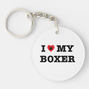 Ik hart mijn Boxer Acryl Sleutelhanger