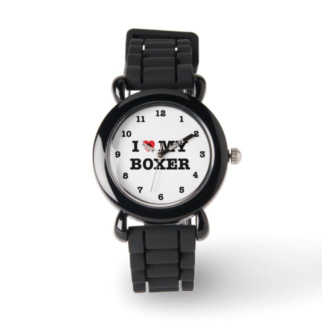 Ik Hart Mijn Boxer Genummerd Polshorloge Horloge (Voorkant)