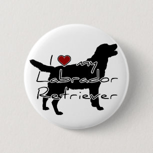 Ik "hart" mijn Labrador Retriever" woorden met gra Ronde Button 5,7 Cm