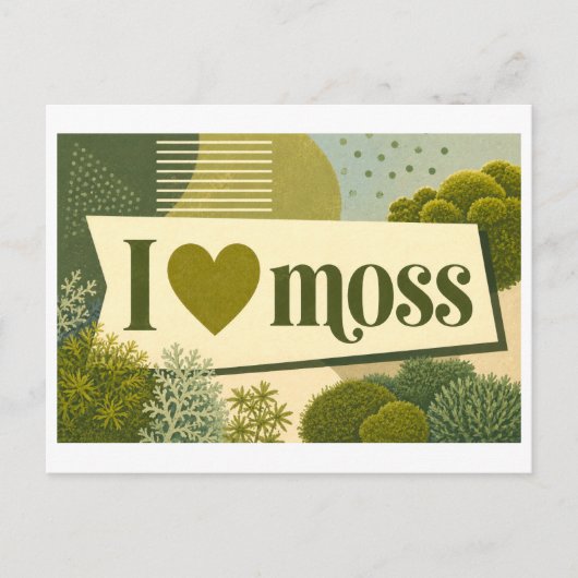 "Ik [Hart] Mos" Briefkaart (Voorkant)