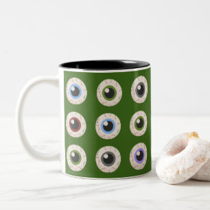 Ik hart oogballen tweekleurige koffiemok