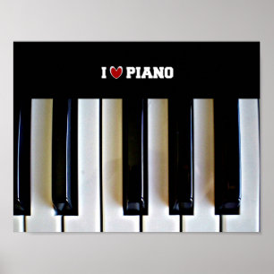 Ik hart Piano met piano toetsen Poster
