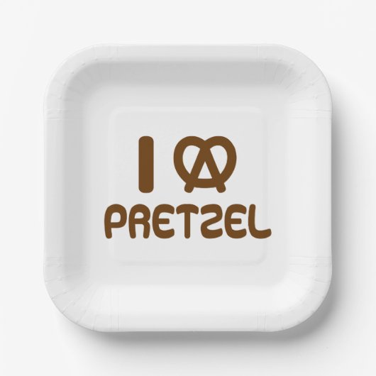 Ik hart Pretzel Papieren Bordje (Voorkant)