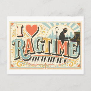 "Ik [Hart] Ragtime" Briefkaart