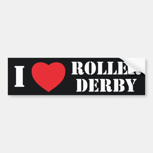 Ik hart Roller Derby Bumpersticker (Voorkant)