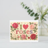 "Ik [Hart] Rozen" Briefkaart (Staand voorkant)