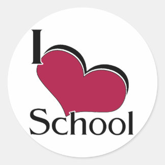 Ik "hart" School Ronde Sticker