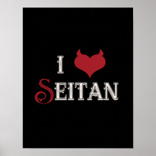 Ik "hart" Seitan Grappig veganistisch design Poste Poster
