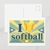 "Ik [Hart] Softbal" Briefkaart (Voorkant / Achterkant)