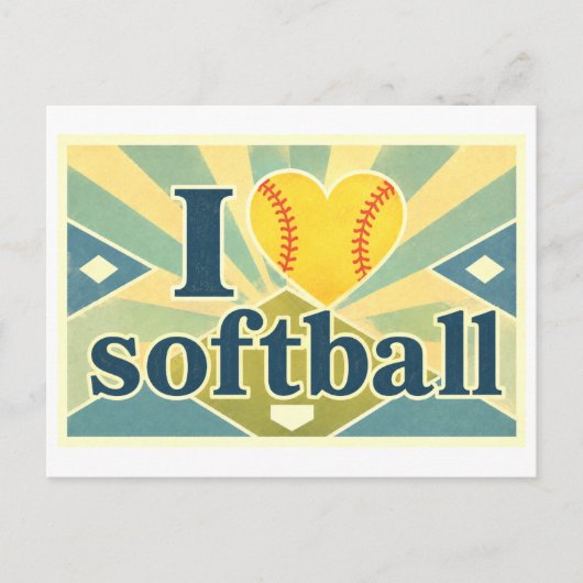 "Ik [Hart] Softbal" Briefkaart (Voorkant)