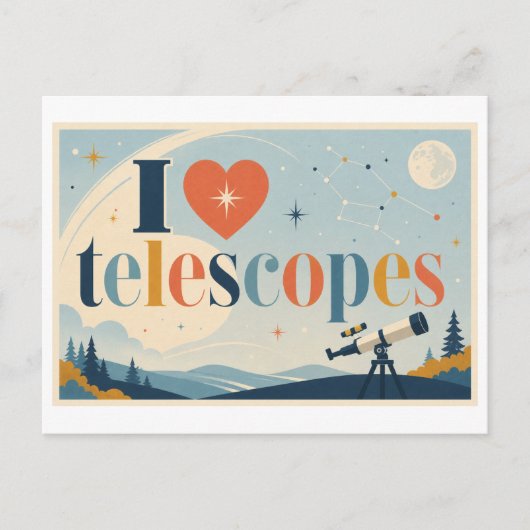 "Ik [Hart] Telescopen" Briefkaart (Voorkant)