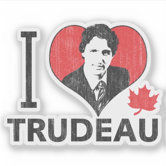 Ik hart Trudeau Contour Cut Sticker (Voorkant)