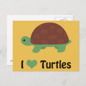 Ik hart Turtles Cute Little Cartoon Turtle Briefkaart (Voorkant / Achterkant)