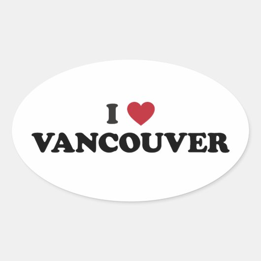 Ik hart Vancouver Canada Ovale Sticker (Voorkant)
