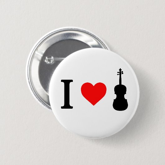 Ik hart Violin Badge Ronde Button 5,7 Cm (Voorkant /achterkant)