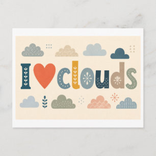 "Ik [Hart] Wolken" Briefkaart