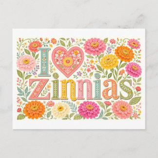 "Ik [Hart] Zinnia's" Briefkaart