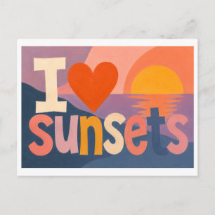 "Ik [Hart] Zonsondergangen" Briefkaart